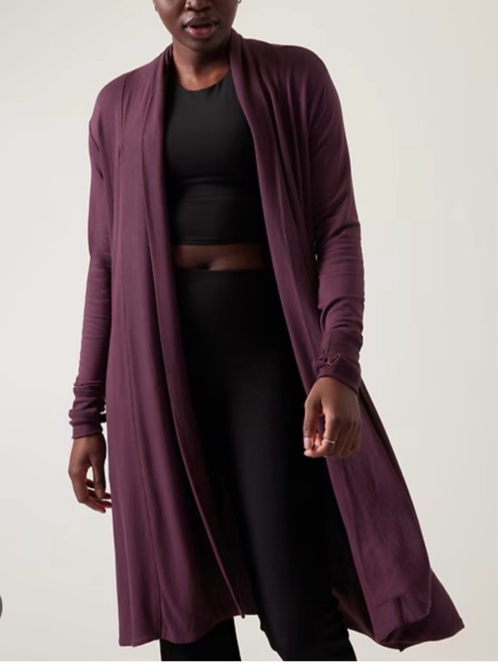 Athleta Pranayama Long Cardigan Purple Size S/P Tencel Modal Blend